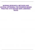 NURSING RESEARCH&colon; METHODS AND CRITICAL APPRAISAL FOR EVIDENCE-BASED PRACTICE 10TH EDITION GERI LOBIONDO-WOOD