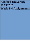 Ashford University MAT 232 Week 1-4 Assignments