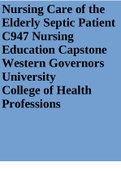 Nursing Care of the Elderly Septic Patient C947 Nursing Education Capstone Western Governors University College of Health Professions