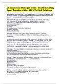 CA Crematory Manager Exam - Health & Safety Exam Questions With 100&percnt;Verified Solutions