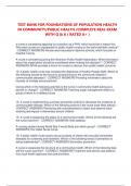 TEST BANK FOR FOUNDATIONS OF POPULATION HEALTH IN COMMUNITY&sol;PUBLIC HEALTH &sol;COMPLETE REAL EXAM WITH Q & A &lpar; RATED A&plus; &rpar;