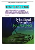 TEST BANK FOR&colon;   MEDICAL-SURGICAL NURSING&colon; CRITICAL THINKING IN PATIENT CARE 5TH EDITION PRISCILLA LEMON by Priscilla LeMone &lpar;Author&rpar;&period;