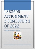 LSB2605 ASSIGNMENTS 1 & 2 FOR SEMESTER 1 OF 2022