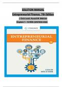 SOLUTION MANUAL - Leach&sol;Melicher&comma; Entrepreneurial Finance 7th Edition&comma; All Chapters 1 - 16&comma; Complete Latest Version With CAPSTONE CASES