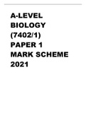 A-LEVEL BIOLOGY (7402-1) PAPER 1 MARK SCHEME