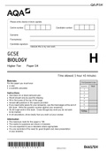 AQA GCSE BIOLOGY Higher Tier Paper 1H 2021