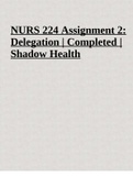 NURS 224 Assignment 2: Delegation | Completed | Shadow Health