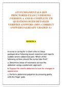 ATI FUNDAMENTALS 2019  PROCTORED EXAM 2 VERSIONS  &lpar;VERSION A AND B&rpar; COMPLETE 170  QUESTIONS WITH DETAILED  VERIFIED ANSWERS &lpar;100&percnt; CORRECT  ANSWERS&rpar;&sol;ALREADY GRADED A&plus;