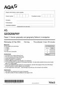 AQA AS GEOGRAPHY Paper 2 Human geography and geography fieldwork investigation 7036&sol;2 QP 2024