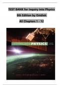 TEST BANK For Inquiry into Physics 8th Edition by Ostdiek&comma; Verified Chapters 1 - 12&comma; Complete Newest Version