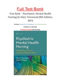 Psychiatric Mental Health Nursing 9th Edition Townsend Test Bank