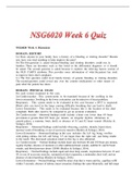 NSG 6020 WEEK 2-WEEK 6 QUESTIONS WITH ANSWERS-SOUTH UNIVERSITY