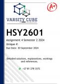 HSY2601 Assignment 4 &lpar;DETAILED ANSWERS&rpar; Semester 2 2024 - DISTINCTION GUARANTEED