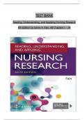Reading&comma; Understanding&comma; and Applying Nursing Research 6th Edition TEST BANK by James Fain&comma; All Chapters 1 up to 24 Covered Verified Complete Edition