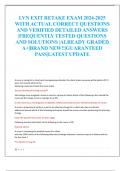LVN EXIT RETAKE EXAM 2024-2025  WITH ACTUAL CORRECT QUESTIONS  AND VERIFIED DETAILED ANSWERS  &vert;FREQUENTLY TESTED QUESTIONS  AND SOLUTIONS &vert;ALREADY GRADED  A&plus;&vert;BRAND NEW&excl;&excl;&vert;GUARANTEED  PASS&vert;LATEST UPDATE