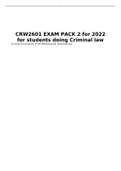 CRW2601 EXAM PACK 2 for 2022 for students doing Criminal law