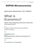 SOPHIA Microeconomics Unit 1, 2 ,3 & 4 - All milestones and questions with answers!!!!