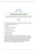CPHQ PRACTICE EXAM WITH GUARANTEED ACCURATE ANSWERS &vert;VERIFIED