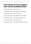 Core Values of Peer Support fully solved &updated 2024