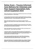 Relias Exam Trauma-Informed Care Delivery for Clinicians and Peer Support Specialists fully solved