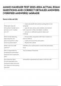 AMMO HANDLER TEST 2023-2024 ACTUAL EXAM QUESTIONS AND CORRECT DETAILED ANSWERS &lpar;VERIFIED ANSWERS&rpar; &vert;AGRADE