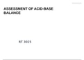 TEST BANK FOR ASSESSMENT OF ACID-BASE BALANCE