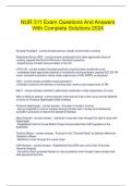  NUR 311 Exam Questions And Answers With Complete Solutions 2024