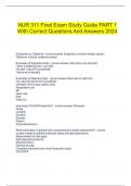   NUR 311 Final Exam Study Guide PART 1 With Correct Questions And Answers 2024