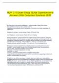  NUR 311 Exam Study Guide Questions And Answers With Complete Solutions 2024