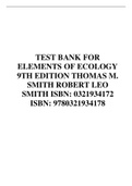 TEST BANK FOR ELEMENTS OF ECOLOGY 9TH EDITION THOMAS M. SMITH ROBERT LEO SMITH ISBN: 0321934172 ISBN: 9780321934178