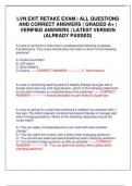 LVN EXIT RETAKE EXAM &vert; ALL QUESTIONS AND CORRECT ANSWERS &vert; GRADED A&plus; &vert; VERIFIED ANSWERS &vert; LATEST VERSION &lpar;ALREADY PASSED&rpar;