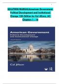 SOLUTION MANUAL For American Government&colon; Political Development and Institutional Change 12th Edition by Cal Jillson&comma; Verified Chapters 1 - 16&comma; Complete