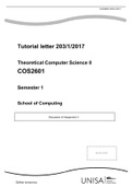 Theoretical Computer Science II COS2601 Semester 1 School of Computing