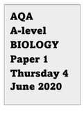 Official 2020 AQA A-level BIOLOGY Paper 1