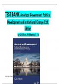 TEST BANK For American Government&colon; Political Development and Institutional Change 12th Edition by Cal Jillson&comma; Verified Chapters 1 - 16&comma; Complete