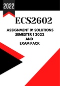 ECS2602: Assignment 01 Solutions | SEM 1 | 2022 | with Exam Pack (Old - 2020) and notes