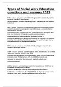Types of Social Work Education questions and answers 2025&period;