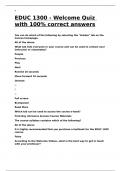 EDUC 1300 - Welcome Quiz with 100- correct answers