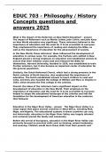 EDUC 703 - Philosophy History Concepts questions and answers 2025&period;