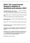 EDUC 703- Experimental Research &lpar;Module 4&rpar; questions and answers 2025