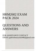 HRM2602 Exam pack 2024&lpar;Human Resource Maintenance and Retention&rpar; Questions and answers