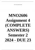 MNO2606 Assignment 4 &lpar;COMPLETE ANSWERS&rpar; Semester 2 2024 - DUE 23 September 2024 &semi; 100&percnt; TRUSTED Complete&comma; trusted solutions and explanations&period; Ensure your success with us&period;&period;