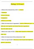 Biology 123 Exam 1 Questions And Answers Latest 2024&sol; 2025 Graded A&plus; &vert; 100&percnt; Verified&excl;