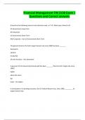 Financial Management FIN 3150 Exam &vert; Questions and Correct answers