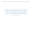 ANATOMY AND PHYISIOLOGY TEST 1 REVIEW QUESTIONS