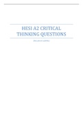 HESI A2 Critical Thinking Questions