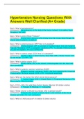 Hypertension Nursing Questions With Answers Well Clarified &lpar;A&plus; Grade&rpar;