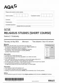 AQA GCSE RELIGIOUS STUDIES &lpar;SHORT COURSE&rpar; QUESTION PAPER 2024&comma;Section 2&semi;Christianity &lpar;8061&sol;2&rpar;