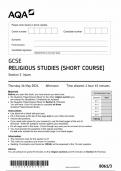 AQA GCSE RELIGIOUS STUDIES &lpar;SHORT COURSE&rpar; QUESTION PAPER 2024&comma;Section 3&semi;Islam &lpar;8061&sol;3&rpar;
