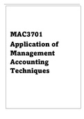 MAC3701 Application of Management Accounting Techniques